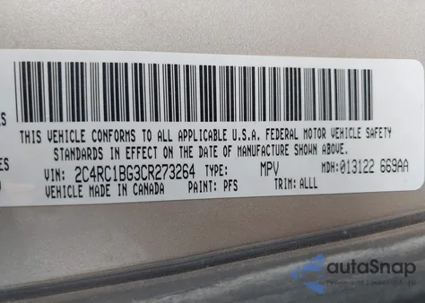 2012 Chrysler Town & Country Touring from USA, damaged, VIN 2C4RC1BG3CR273264